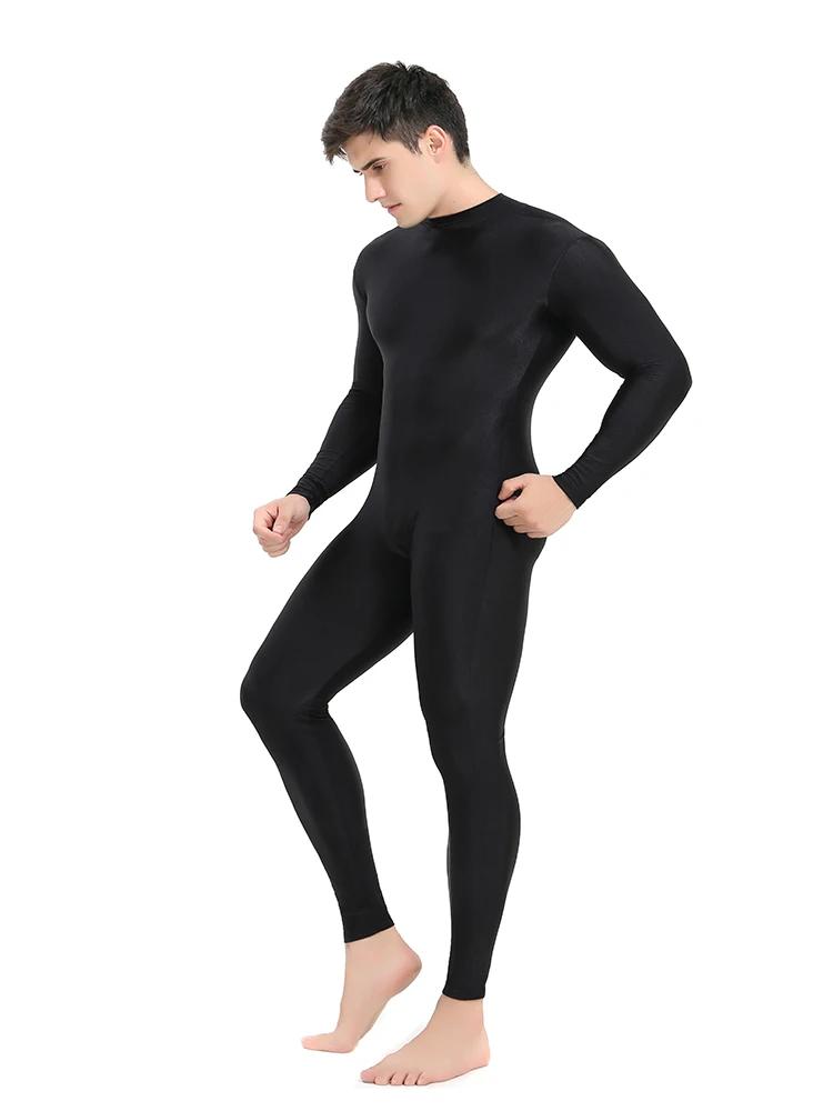 Speerise hommes noir col roulé Spandex à manches longues Unitard unisexe pleine longueur Ballet body