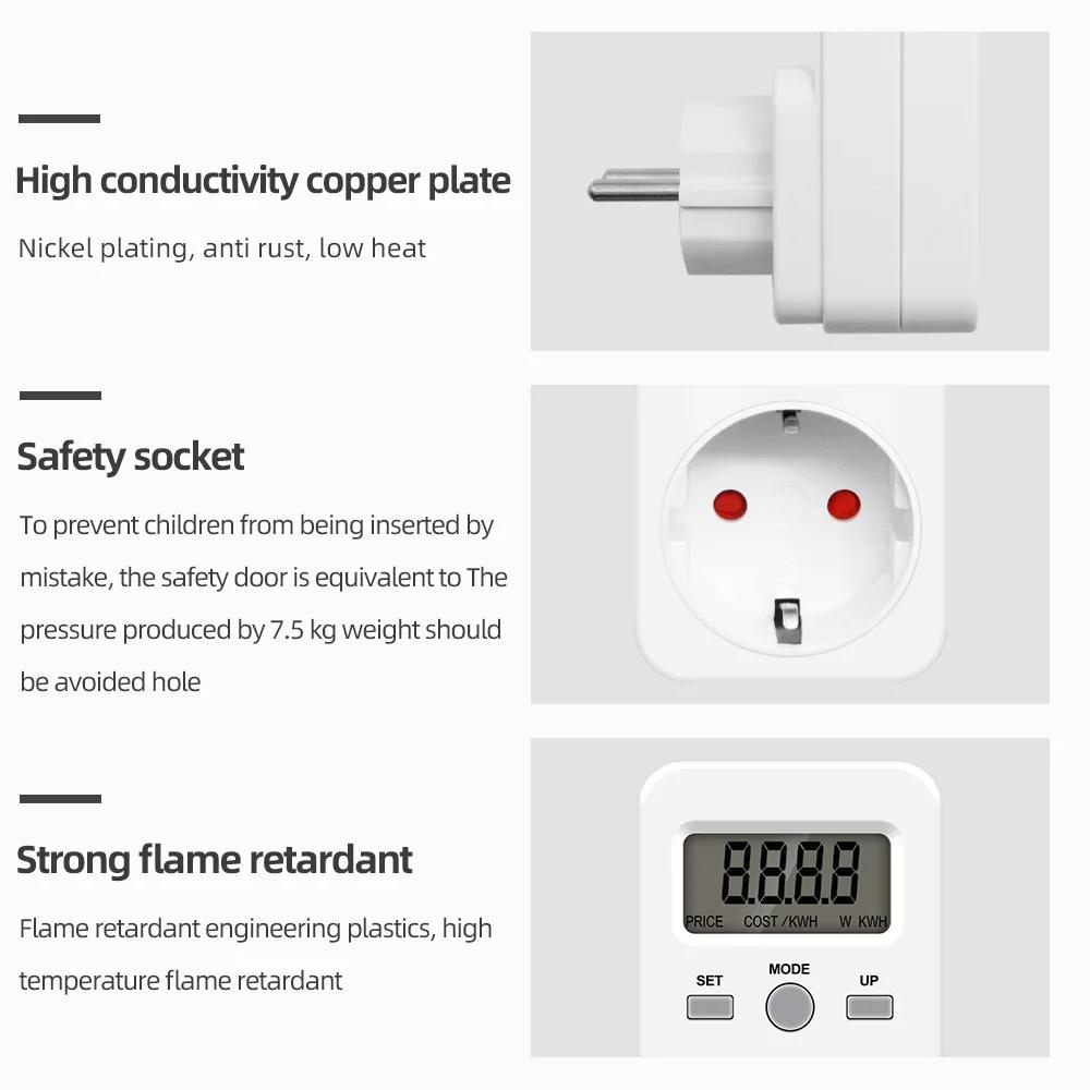 Wattmètre numérique 220V 110V AC, compteur de consommation d'électricité, compteur d'énergie, prise