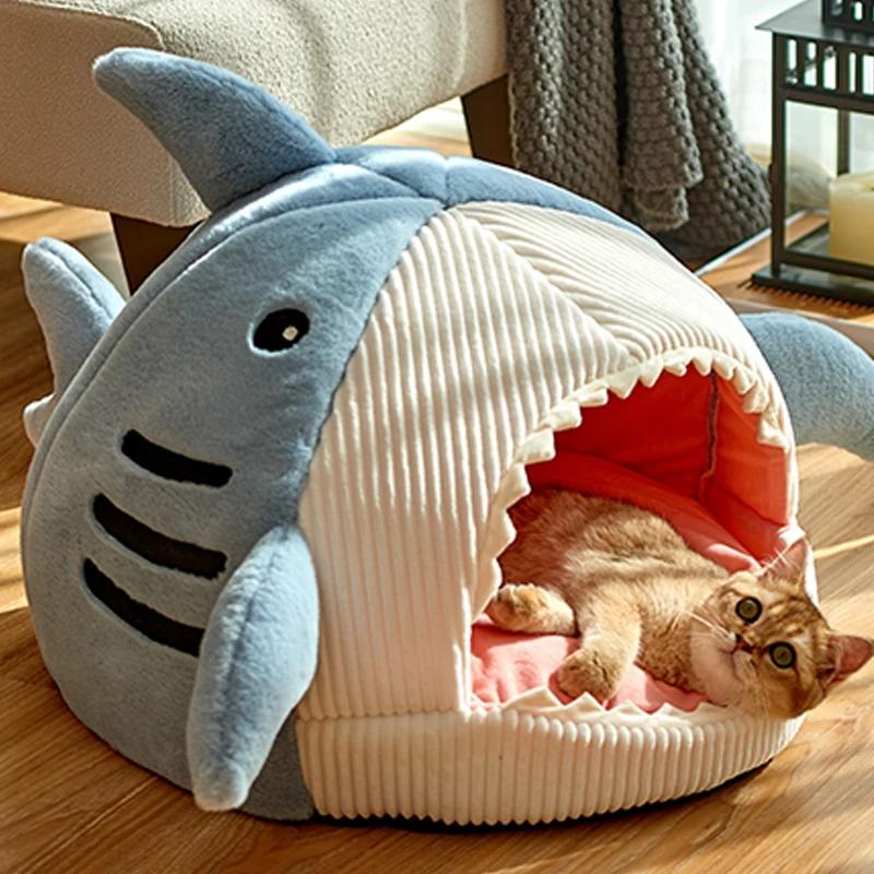 Lit chaud fermé pour chat, pour animaux de compagnie portables, panier pour chatons sucrés, coussin,