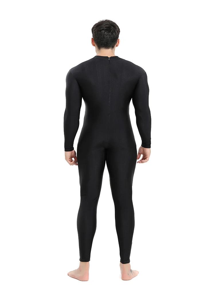 Speerise hommes noir col roulé Spandex à manches longues Unitard unisexe pleine longueur Ballet body