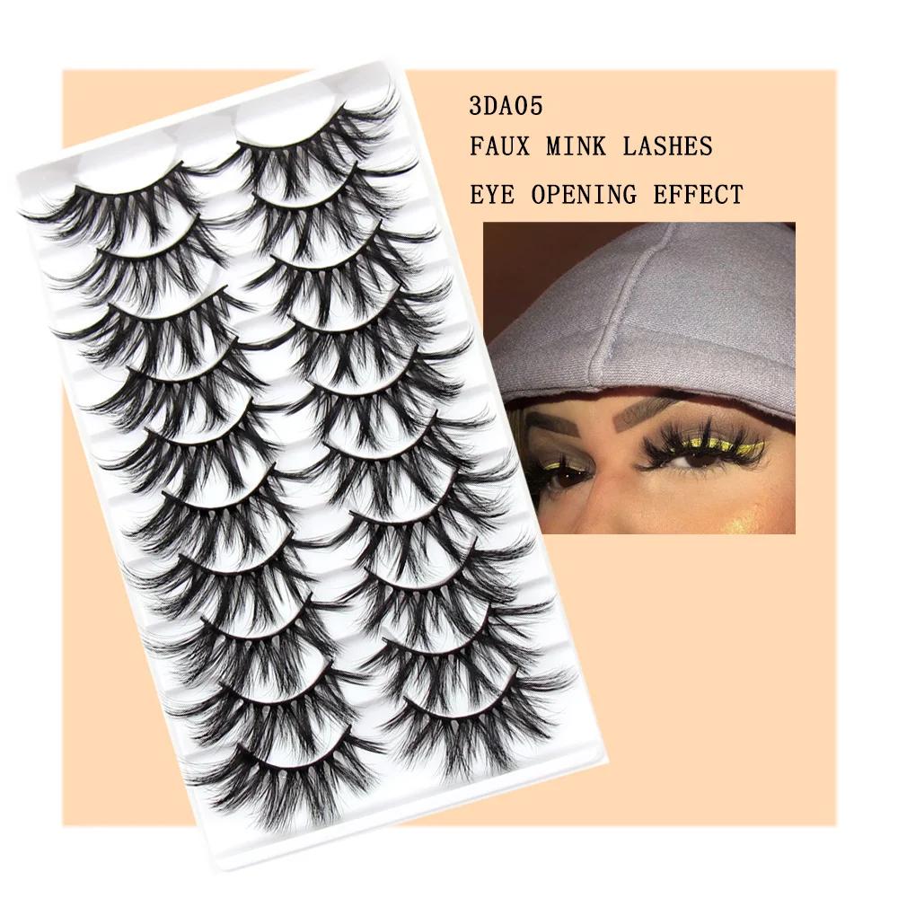 Cils 5/10/16 paires 3D Faux cils de vison naturel Faux cils réutilisables Volume dramatique cils maq