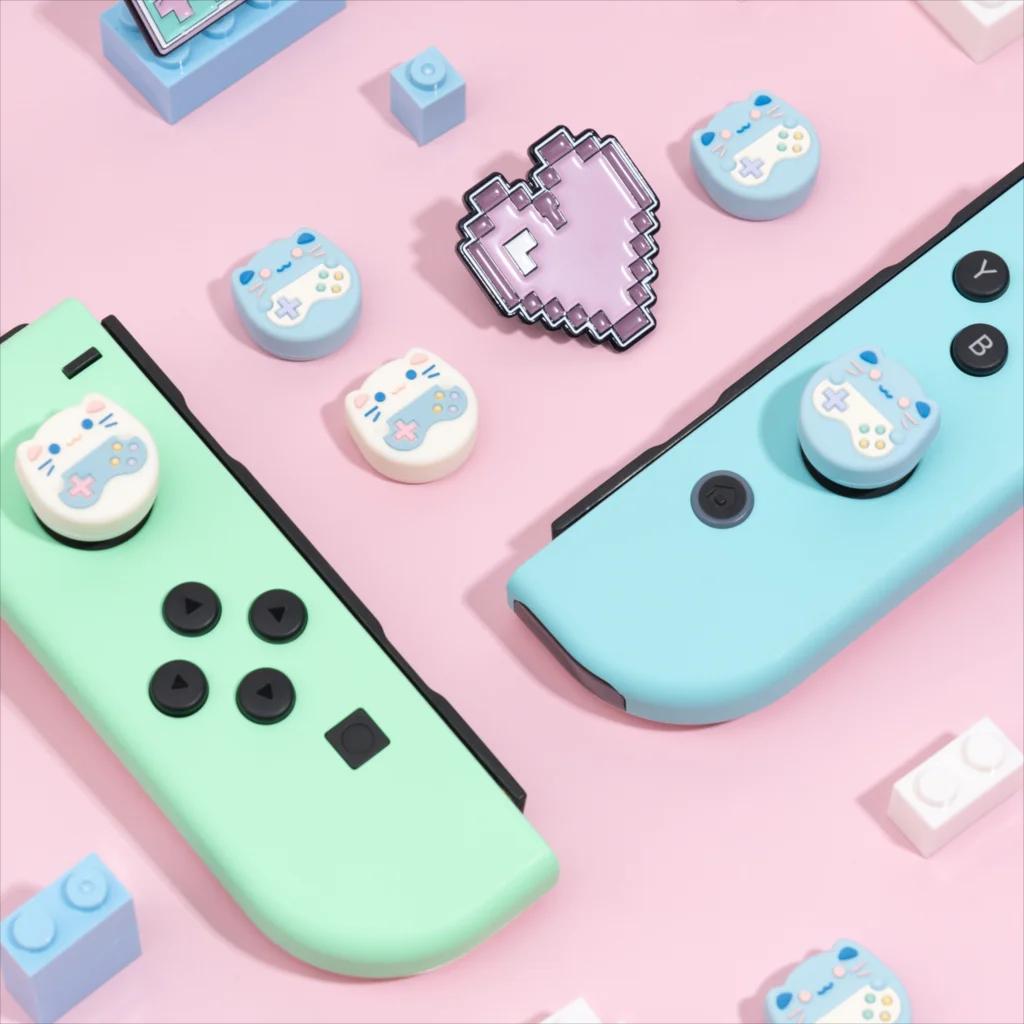 Capuchon de poignée de bâton de pouce grenouille renard chat, housse de protection pour Nintendo Swi