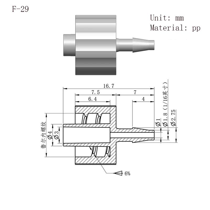 Adaptateur Luer Lock PP, Valve d'air en plastique, distribution de tuyau de colle, sous-emballage, c