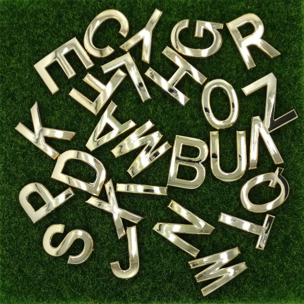 Autocollants de lettres de l'alphabet 3D, 5cm, pour appartement, hôtel, maison, plaque de porte, arm