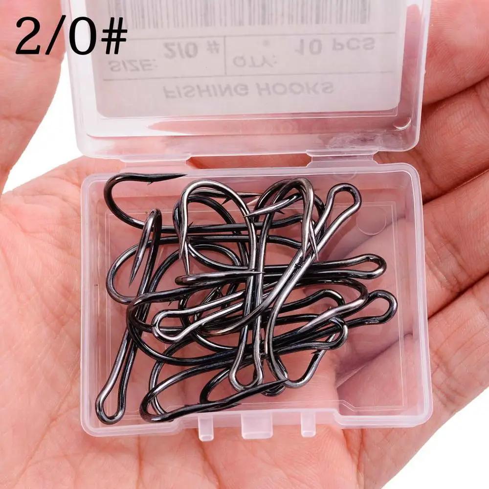 Boîte de 10 hameçons de pêche à la double grenouille, accessoire pour leurre souple, tête plombée