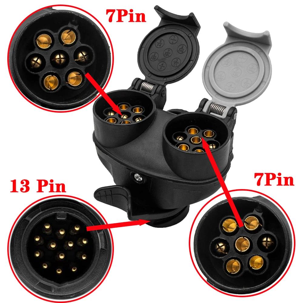 Connecteur d'Alimentation à Double Tête pour Remorque, Accessoire de 13 à 7 Broches, pour Touriste