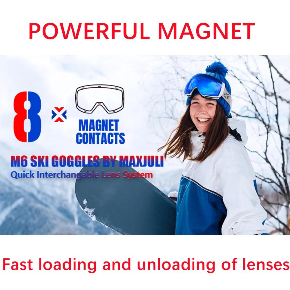 JULI lunettes de Ski magnétiques professionnelles Double couche lentille Anti-buée UV400 grand masqu