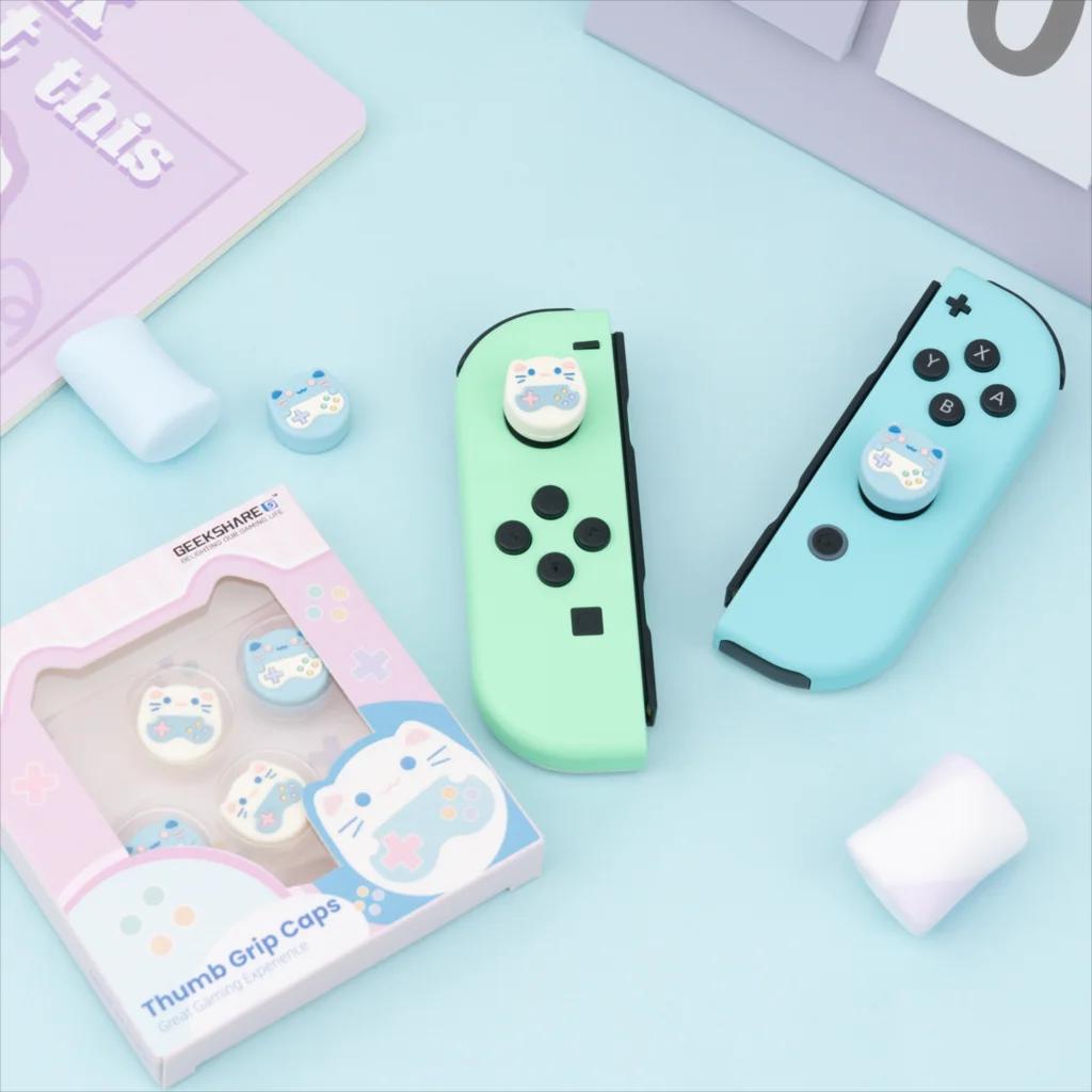 Capuchon de poignée de bâton de pouce grenouille renard chat, housse de protection pour Nintendo Swi