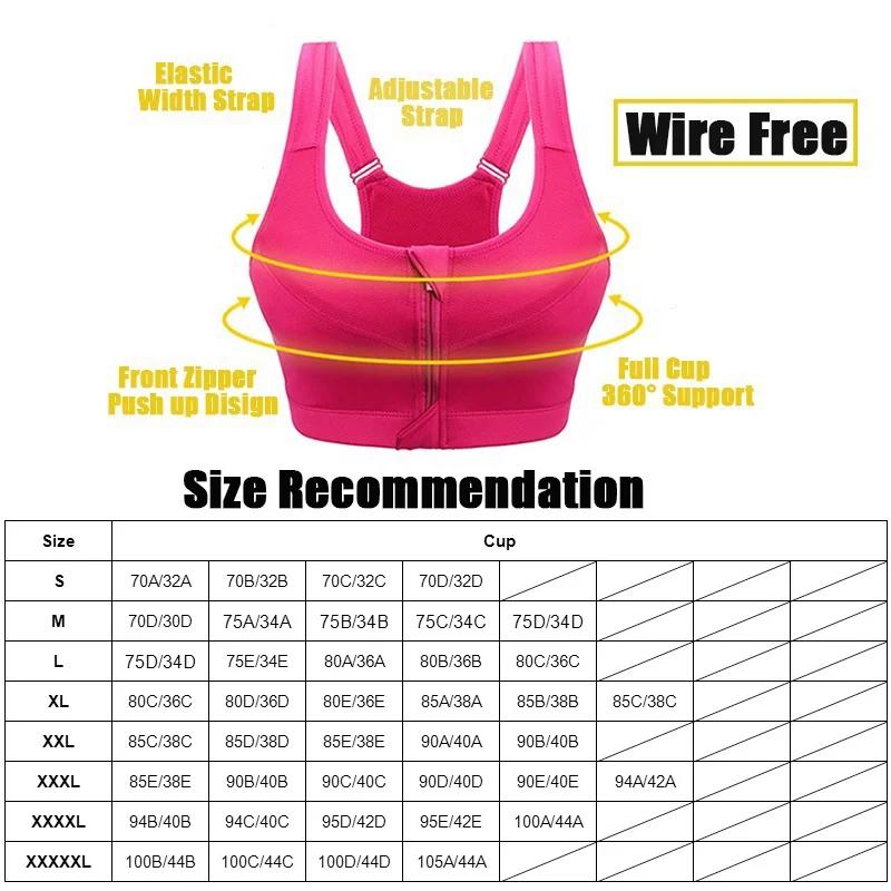 Cloud Hide Soutien-gorge de sport S-XXXXXL Femmes Sous-vêtements Fitness Push Up Fermeture à glissiè