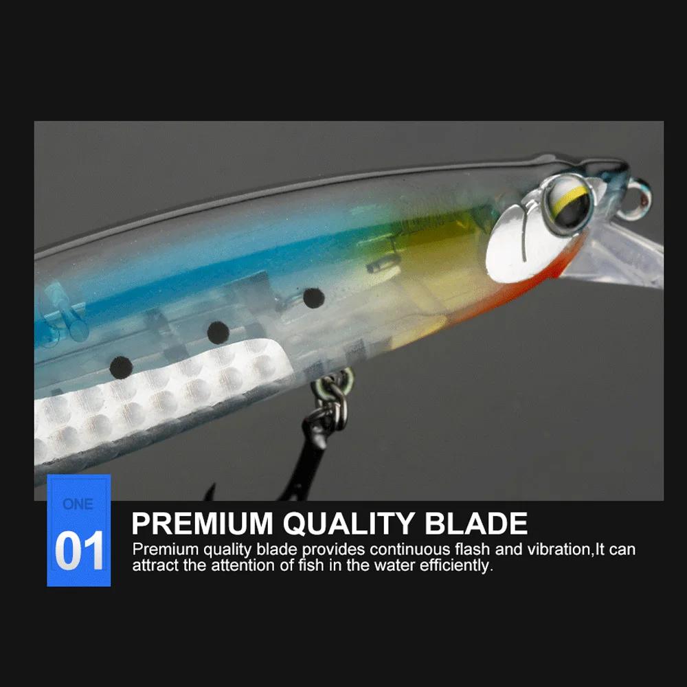JOHNCOO vairon flottant 130mm 18.5g longue coulée appât dur lame Flash Wobbler leurre de pêche leurr