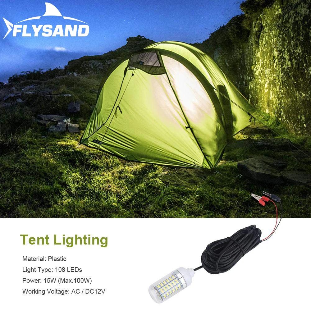 FLYSAND lampe sous-marine Ultra lumineuse 12V 15W 108 LED lumière de pêche de nuit IP68 étanche gout