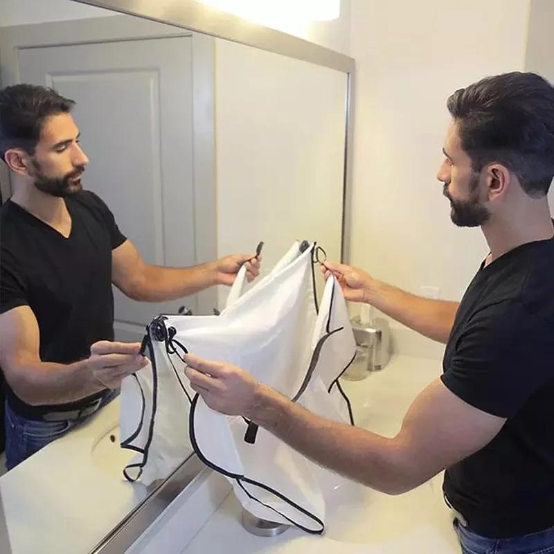 Tablier de rasage pour homme, receveur de barbe, Cape de soins, bavoir pour le visage, cheveux rasés
