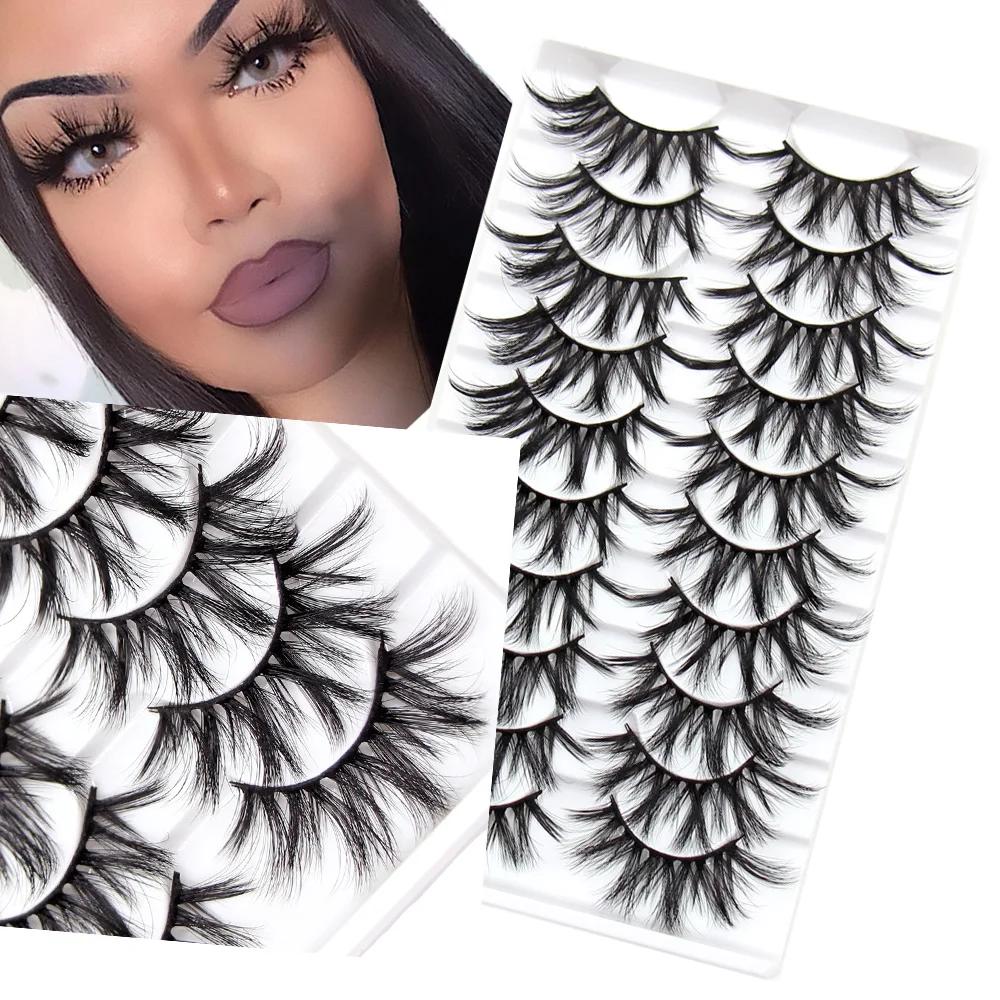 Cils 5/10/16 paires 3D Faux cils de vison naturel Faux cils réutilisables Volume dramatique cils maq