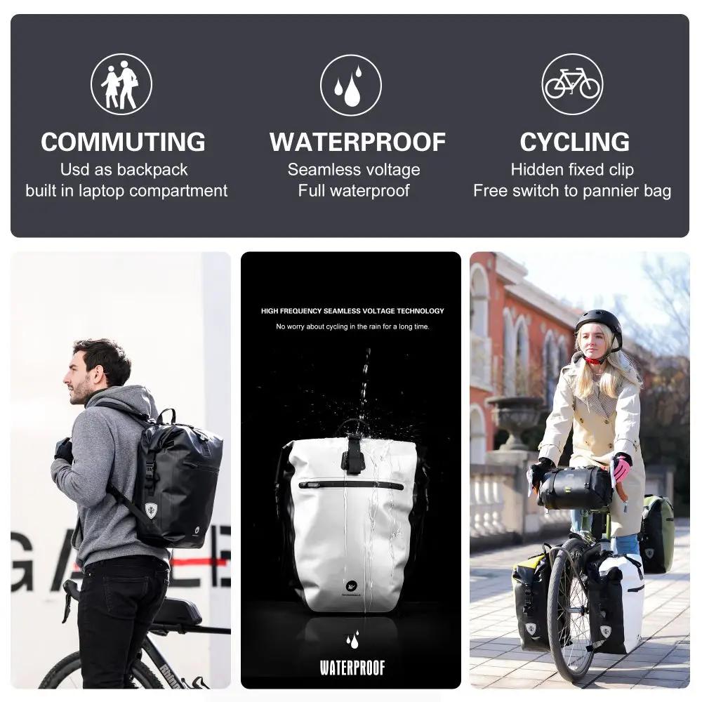 Rhinowalk – sac de vélo 100% étanche, grande capacité de 27l, multifonctionnel, porte-bagages arrièr