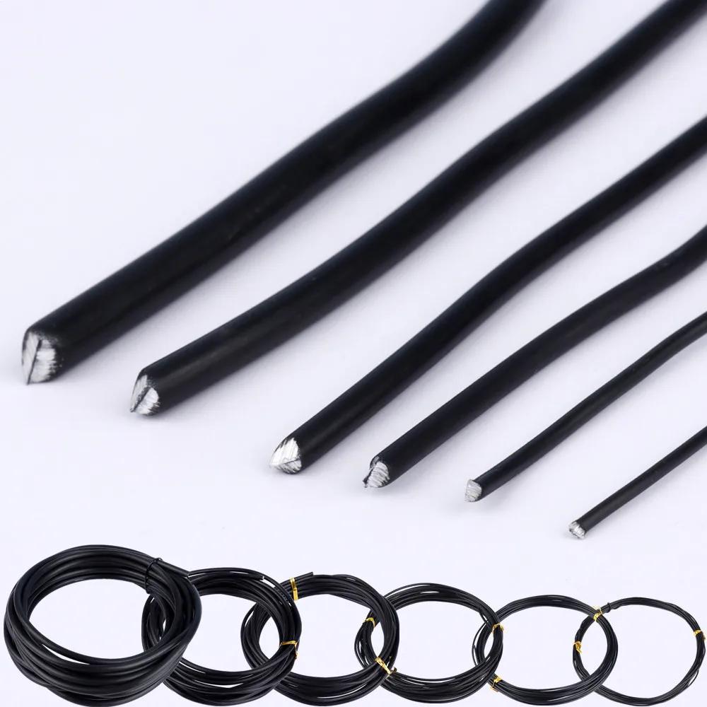 Fil d'aluminium en forme de bonsaï de jardin, 1.0mm, 1.5mm, 2.0mm, 3mm, 4mm, 5mm, noir, six TANfor j