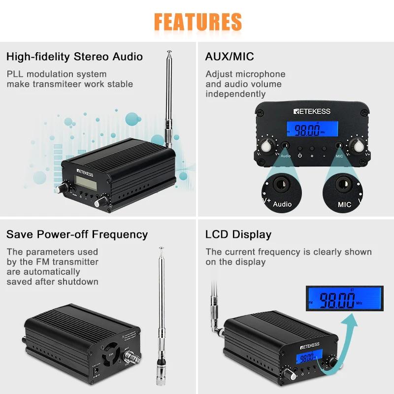 Retekess – émetteur de diffusion FM sans fil TR509, Station de Radio stéréo, amplificateur de Campus