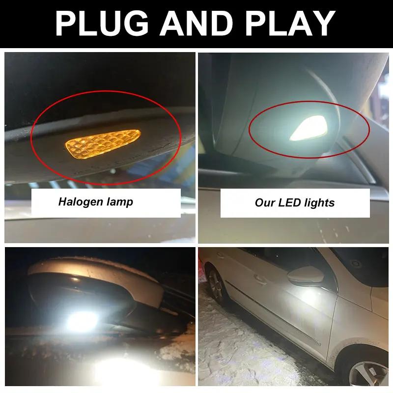 Ampoule LED pour rétroviseur latéral, Canbus, 2 pièces, pour VW Volkswagen EOS Beetle CC Passat B7 3