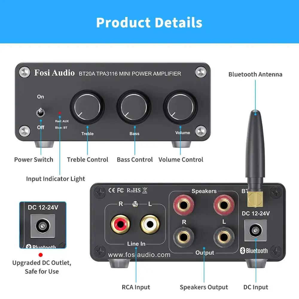 Fosi Audio BT20A Bluetooth TPA3116D2 amplificateur de puissance sonore 100W Mini HiFi stéréo classe