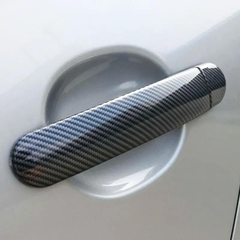 Couvercle de poignée de porte de voiture en Fiber de carbone chromé, autocollant pour VW Golf 5 MK5