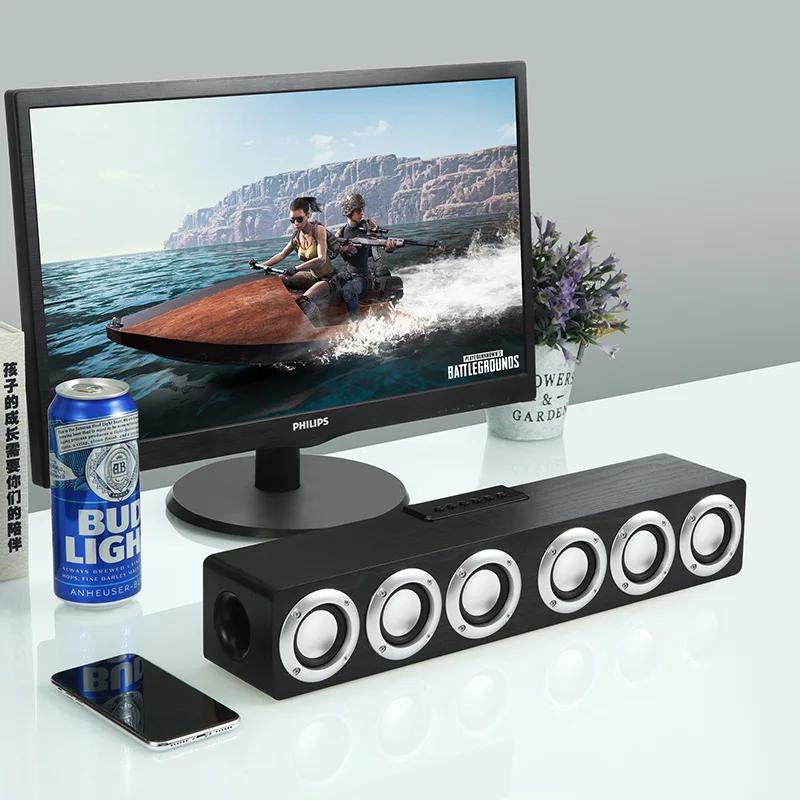 Haut-parleur colonne Bluetooth portable pour cinéma maison, haut-parleur en bois sans fil, radio-rév
