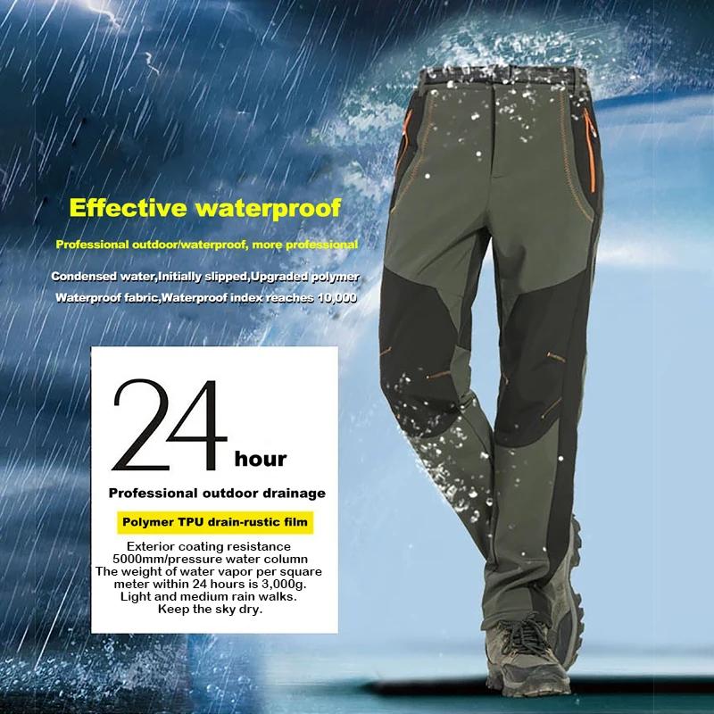 LNGXO Pantalon de randonnée en polaire épais et chaud pour homme, imperméable, coupe-vent, pour l'ex