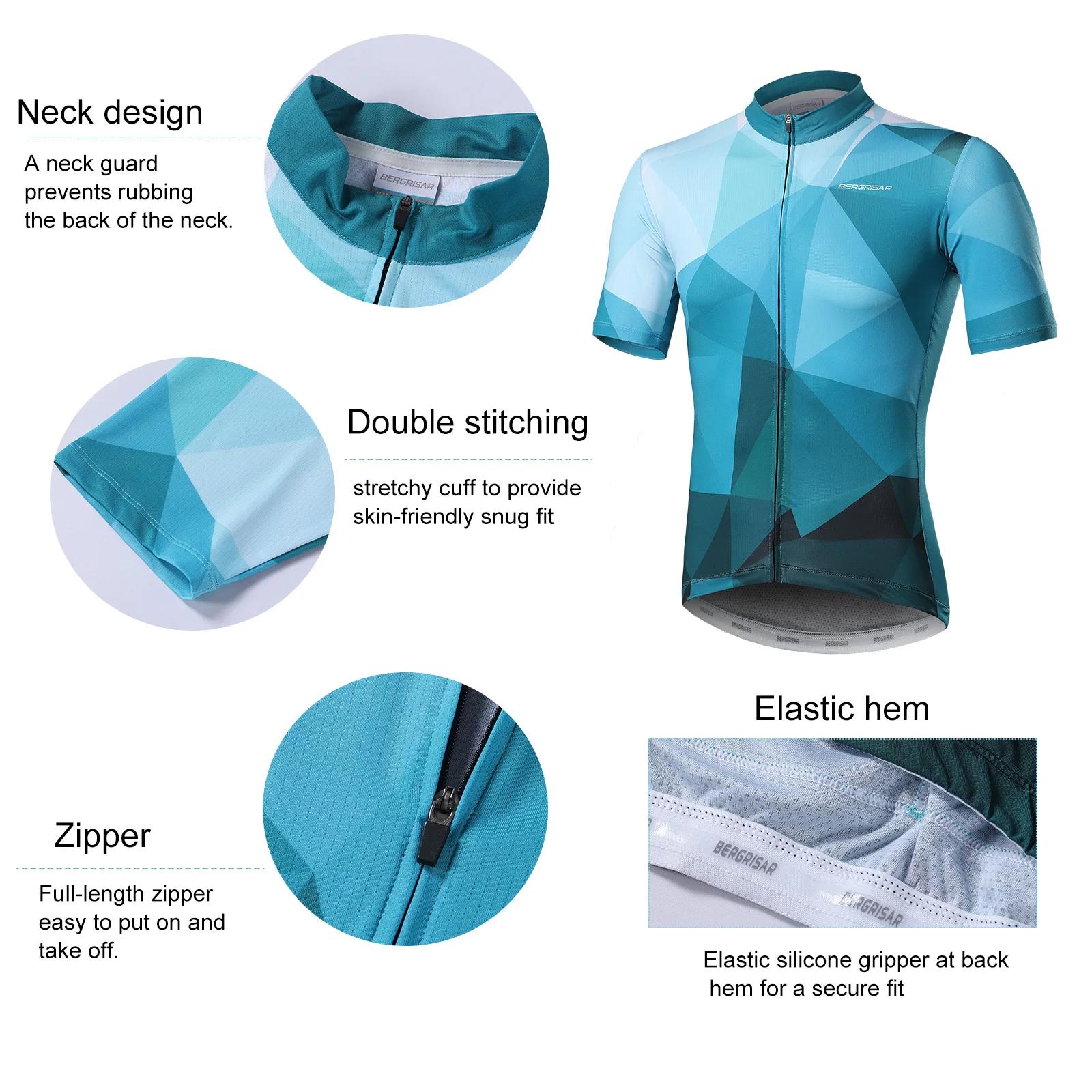 BERGRISAR-Maillot de cyclisme respirant pour homme, chemise de vélo VTT, vêtements de vélo de montag