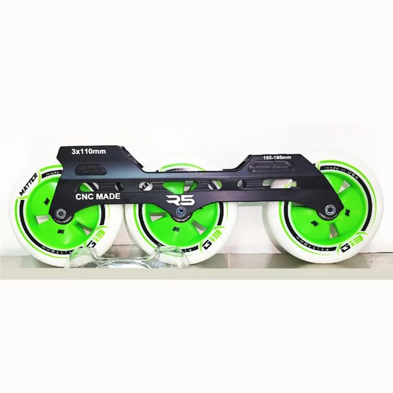 Base de patinage en ligne Slalom Speed Transfer, R5 Unbalance Rub Frame, Matter Yellow Green, F1 Gi3