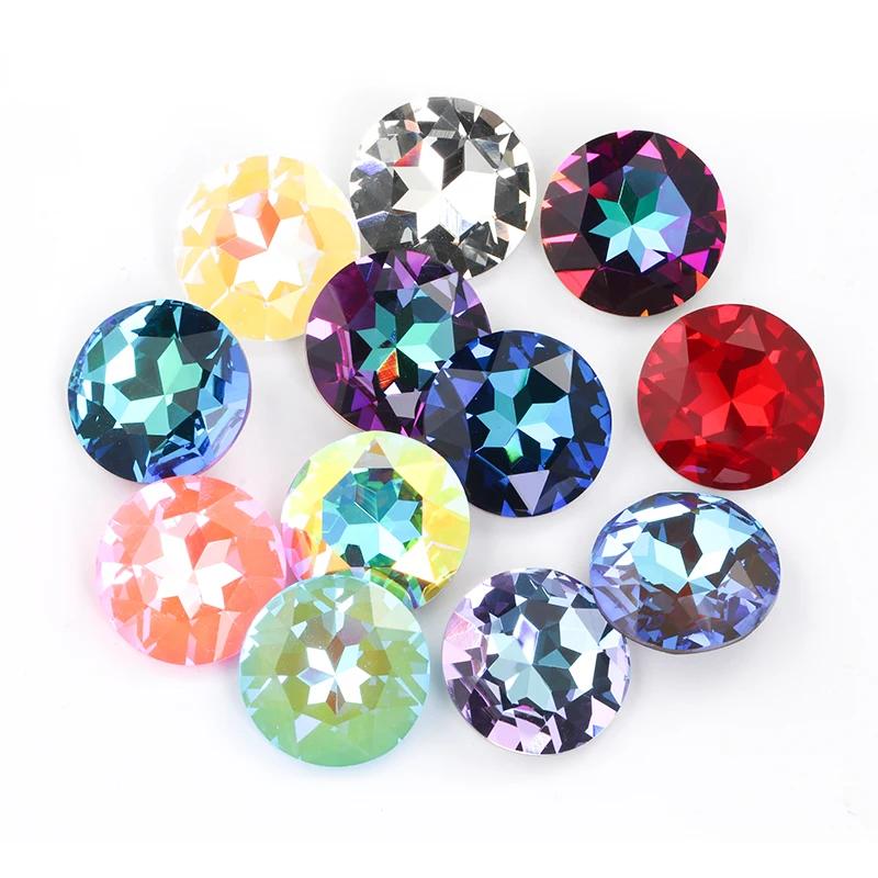 Astrobox 1201 rond haute qualité verre cristal 27mm gemme fleur coudre sur strass fantaisie pierre b