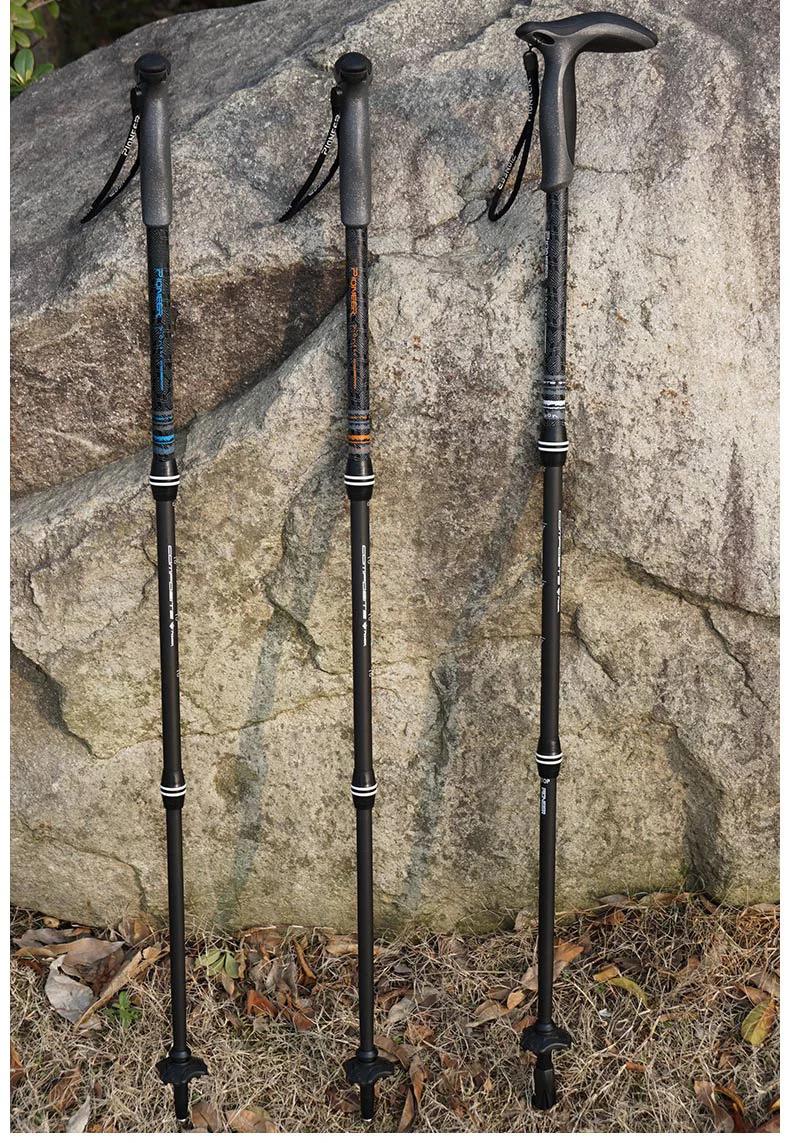 Bâton marche carbone poignée T réglable 49-100cm randonnée escalade plein air verrou Nik