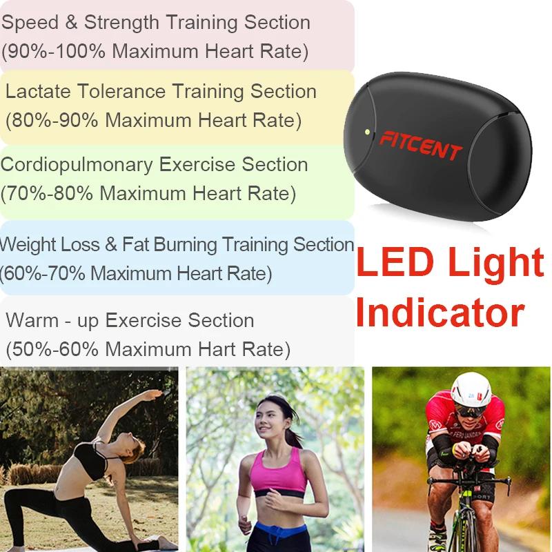 Moniteur de fréquence cardiaque Rechargeable FITCENT avec capteur de sangle pectorale Bluetooth ANT
