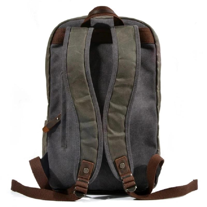 Sacs à dos en toile de cire d'huile imperméables pour hommes et femmes, sacs à dos vintage unisexes,