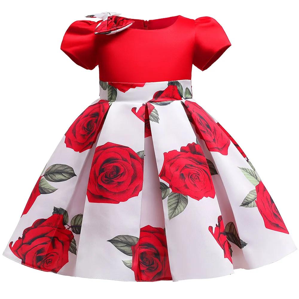 Robes d'été à fleurs pour filles, vêtements de noël pour enfants, robe princesse d'anniversaire, de