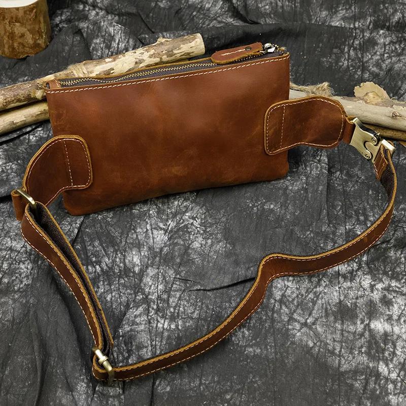 Sac banane en cuir décontracté MAHEU pour homme, sacoche de ceinture extérieure antivol, sacoche de