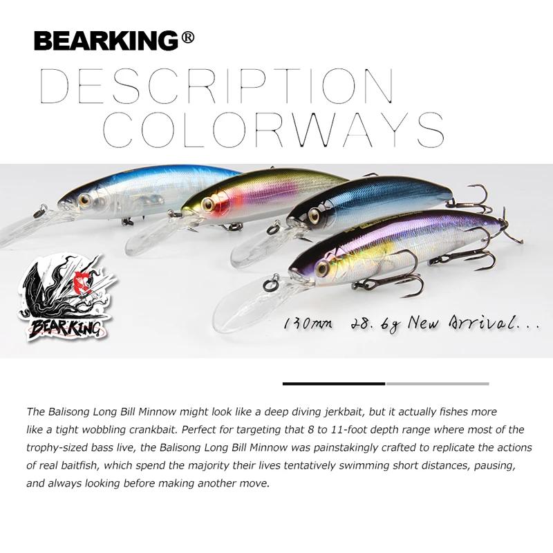 Bearking 130mm 28.6g qualité professionnelle leurres de pêche appât dur plongée 2.5-3m qualité wobbl