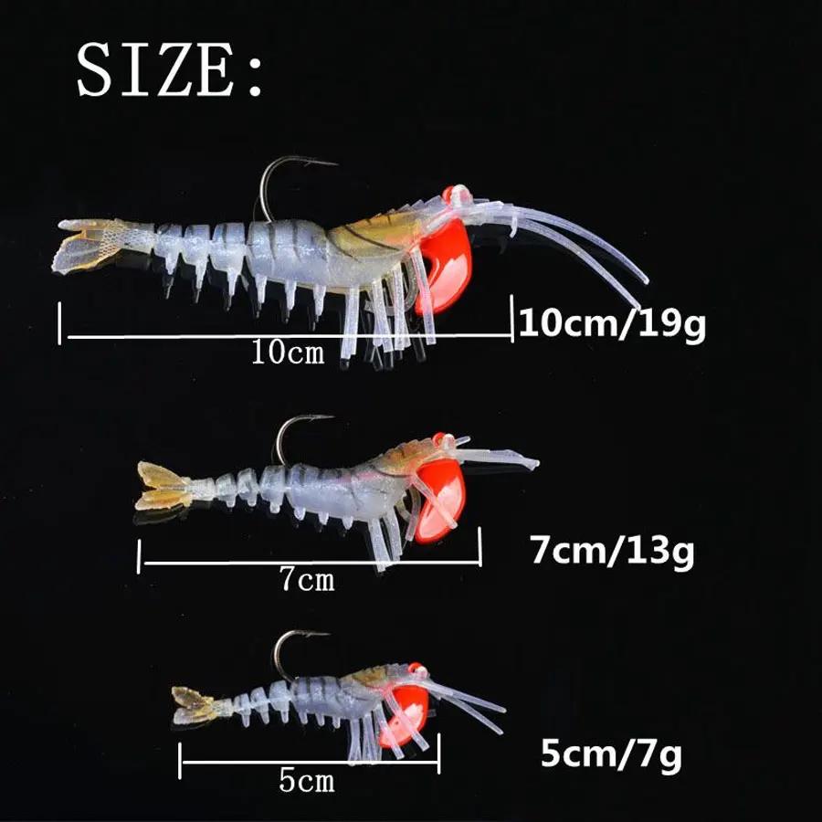 JYJ leurres de crevettes souples pêche en mer avec crevettes lumineuses appât souple perche 7g 12g18