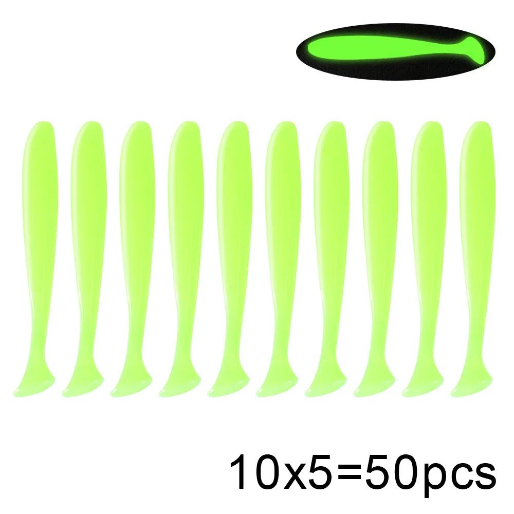 QXO 50 pièces/lot Swimbait leurre souple Silicone appât Shad Wobbler mer ver Streamer 7/10/13 cm Sil