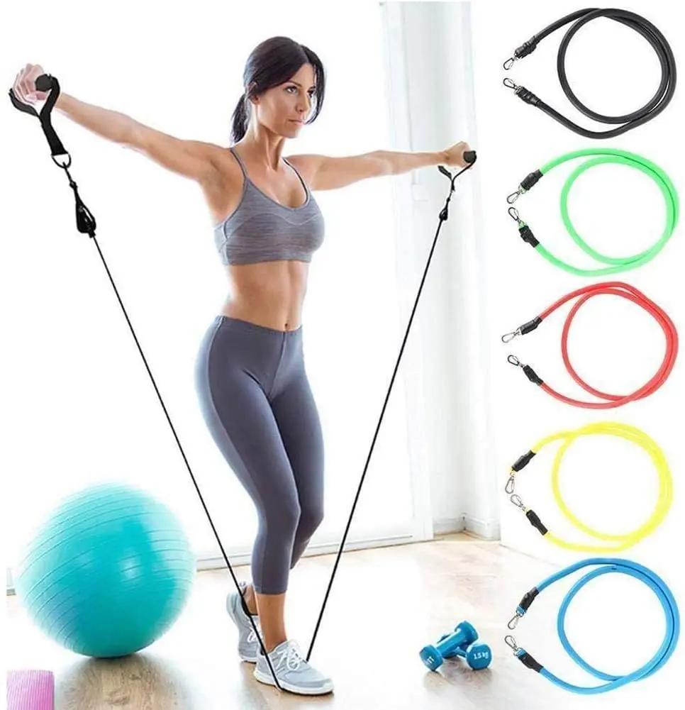 Cordes de résistance en latex pour pilates, yoga, crossfit, fitness , 11 pièces