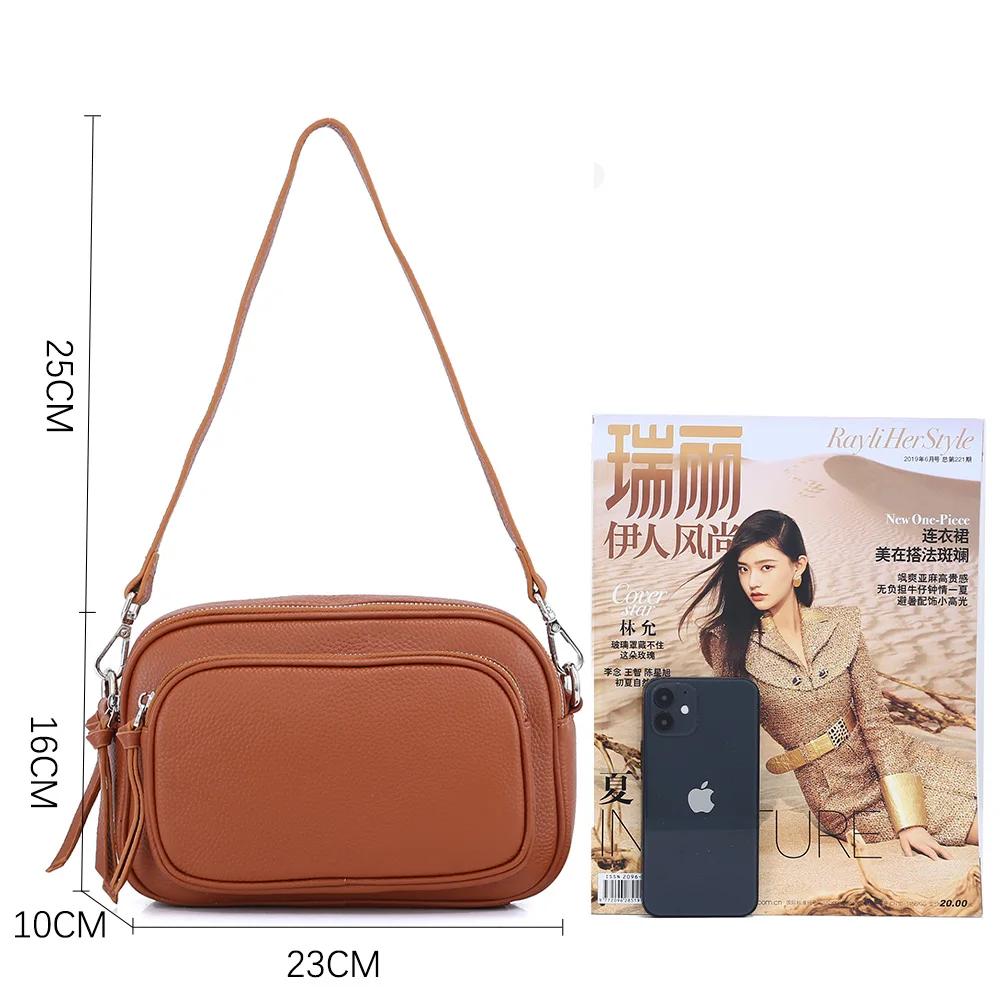 Zency concepteur femmes sac à bandoulière véritable cuir de vachette sac à main poches à glissière g