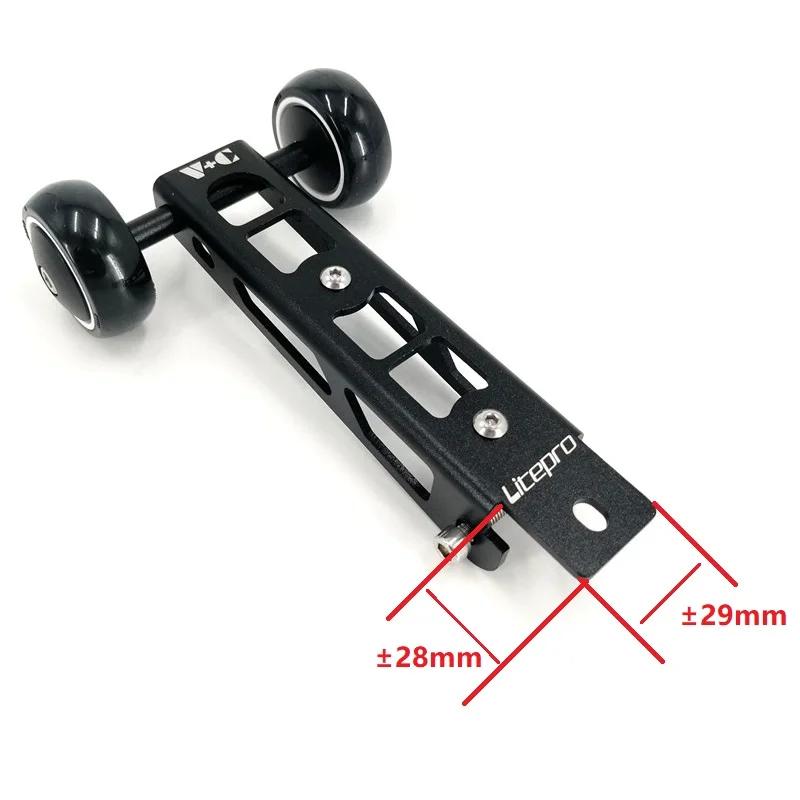 Litepro – roue facile à plier en alliage d'aluminium, noir et argent, pour Birdy série 2-3