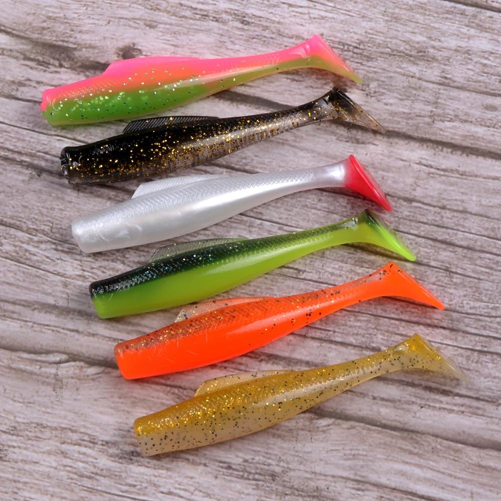 TEUKIM 6 pièces TPR doux ver Shad 80mm 4.8g roche Shiner leurres de pêche mer appât flottant doux le