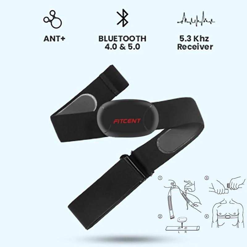 Moniteur de fréquence cardiaque Rechargeable FITCENT avec capteur de sangle pectorale Bluetooth ANT