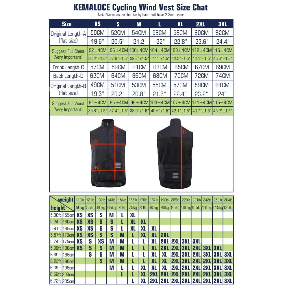 KEMALOCE-Gilet de cyclisme bleu marine pour homme, 2023 fibre, noir, léger, extérieur, coupe-vent, s