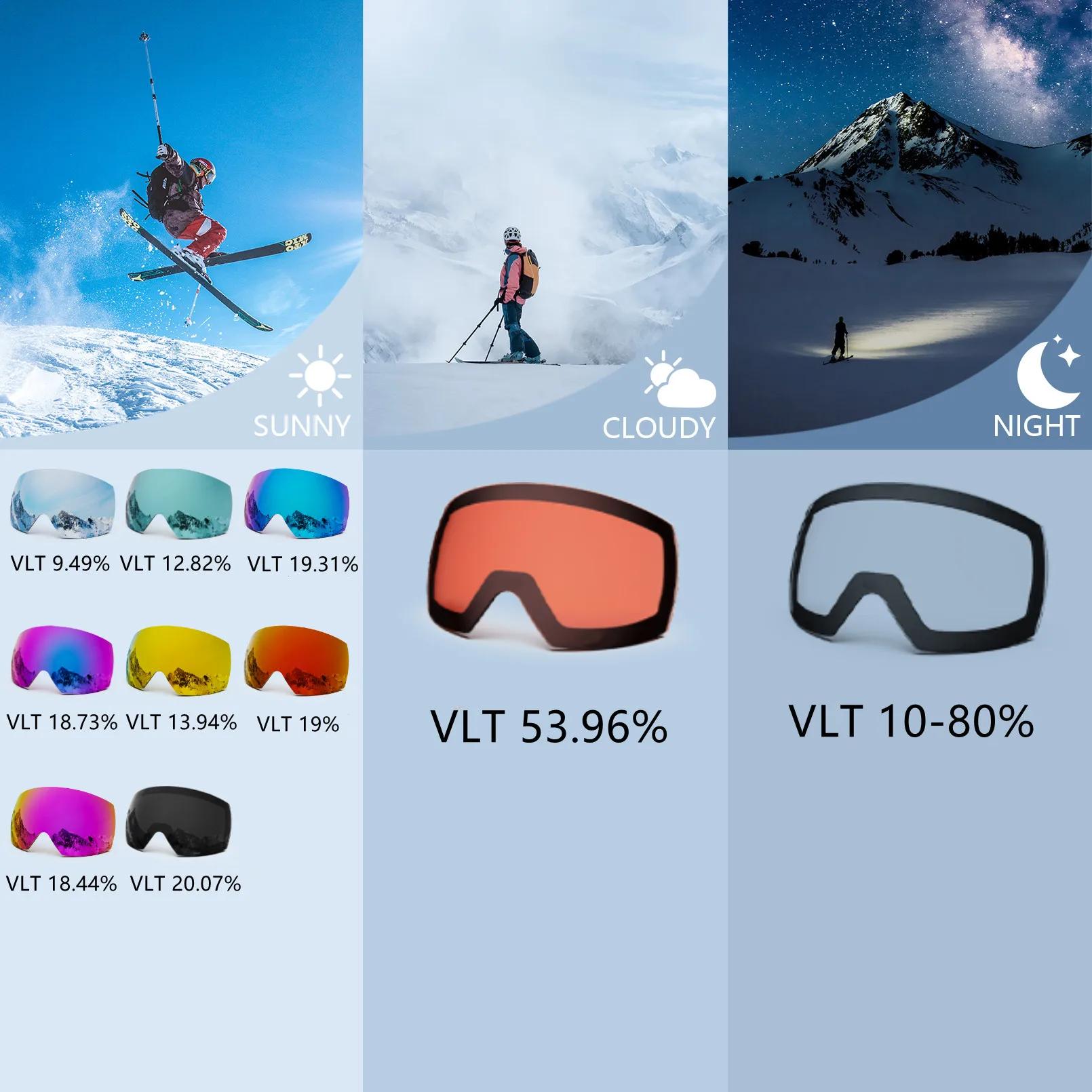 JULI lunettes de Ski magnétiques professionnelles Double couche lentille Anti-buée UV400 grand masqu