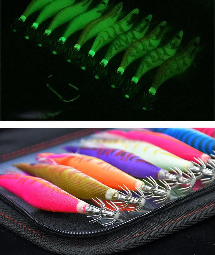 10 pièces lumineux calmar leurre gabarit crochet appât crevette poulpe seiche leurre plombs crevette