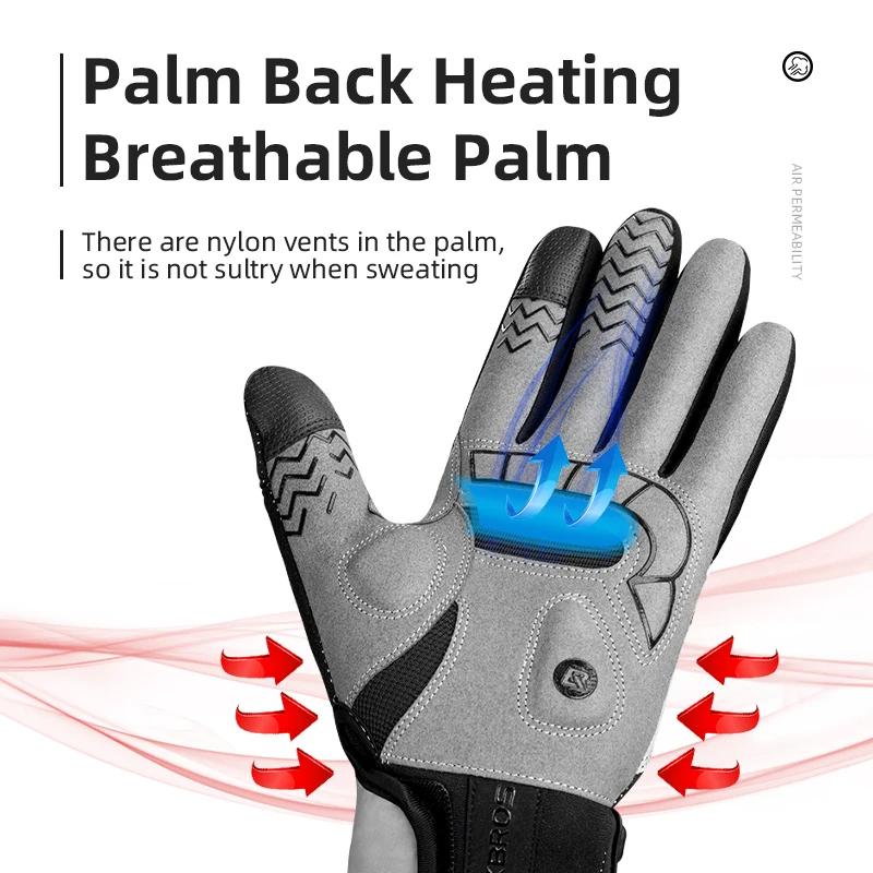 ROCKBROS gant d'hiver chauffant gants de cyclisme USB gants de Ski électriques rechargeables écran t