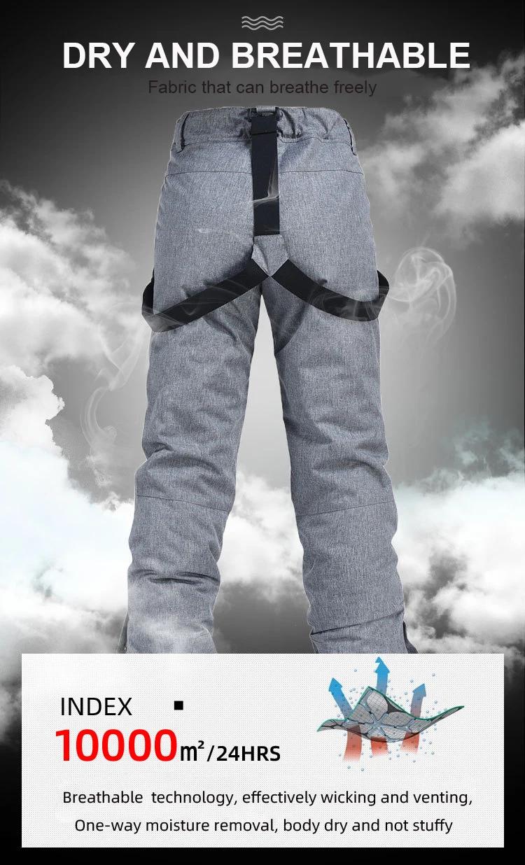 Haute qualité hommes femmes hiver épais chaud pantalons de ski coupe-vent imperméable à bretelles pa