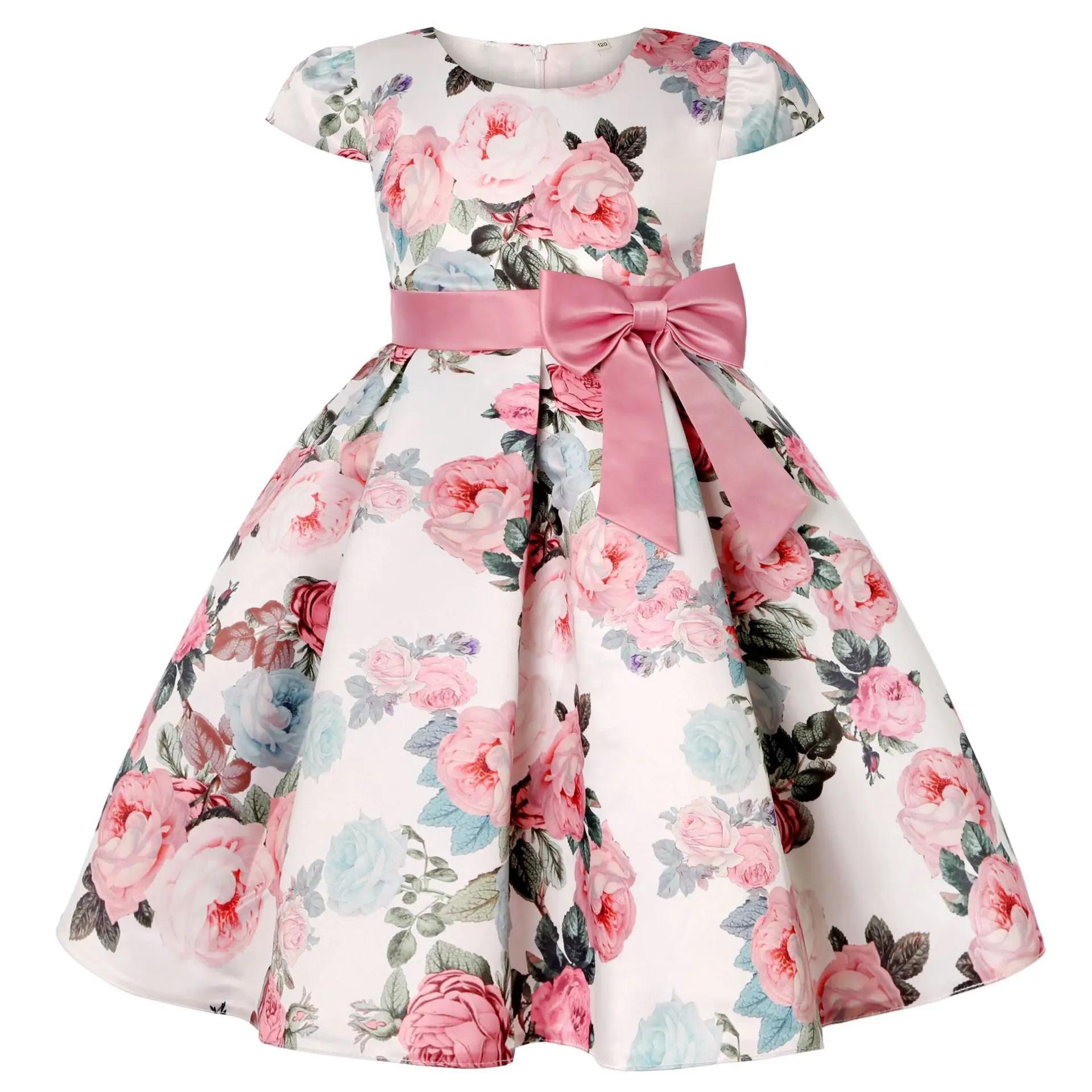 Robes d'été à fleurs pour filles, vêtements de noël pour enfants, robe princesse d'anniversaire, de