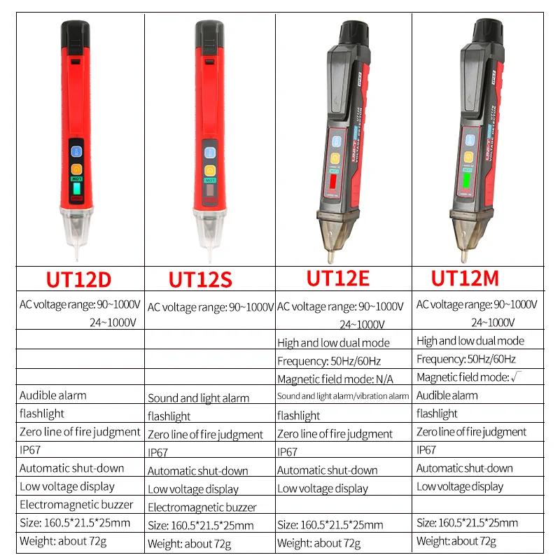 UNI-T UT12D UT12E UT12M Détecteur de tension sans contact Stylo Touristes élevés et bas Mode 1000V T
