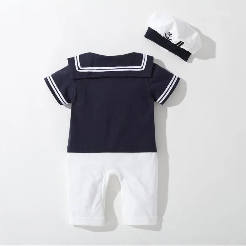Vêtements d'été pour bébés garçons et filles, barboteuse marine, combinaison de marin pour nouveau-n