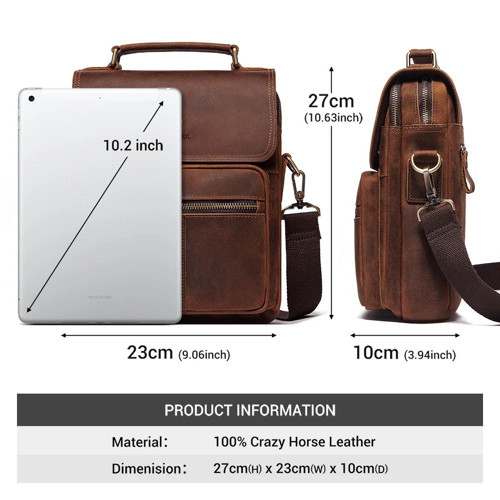 HUMERPAUL sac à bandoulière en cuir véritable pour hommes sacs de messager d'affaires de travail de
